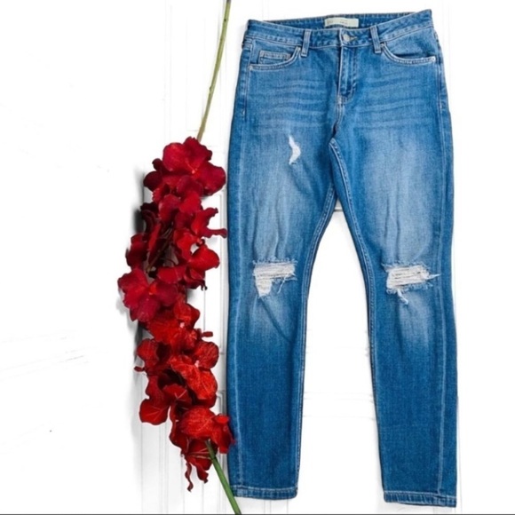 TOPSHOP Moto Lucas ripped distress crop summer jeans women size 26 - Picture 2 of 11